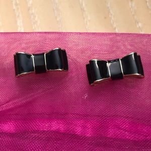 Kate Spade Black/Gold Bow Earrings